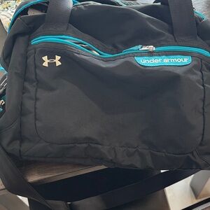 Under Armour Black Duffel/gym with Teal Accents